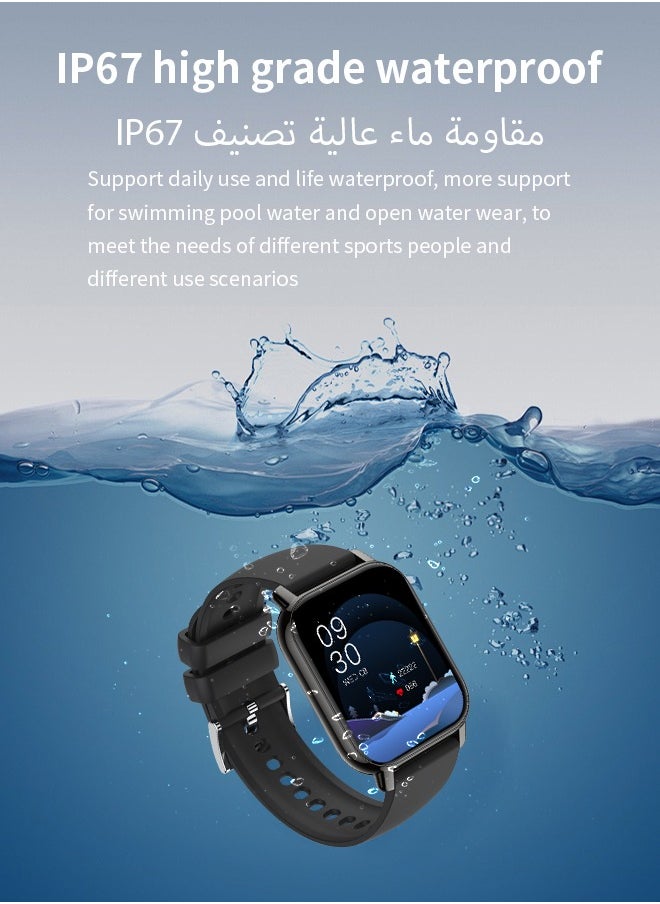WAPIK - Korean Brand P5S Smart Watch,Business Smartwatch,Waterproof Fitness Watch, Bluetooth Calling,Smart watch for Men, Zinc Alloy Vacuum Plating, Heart Rate Monitoring,Smart watch for women Black - Image 1