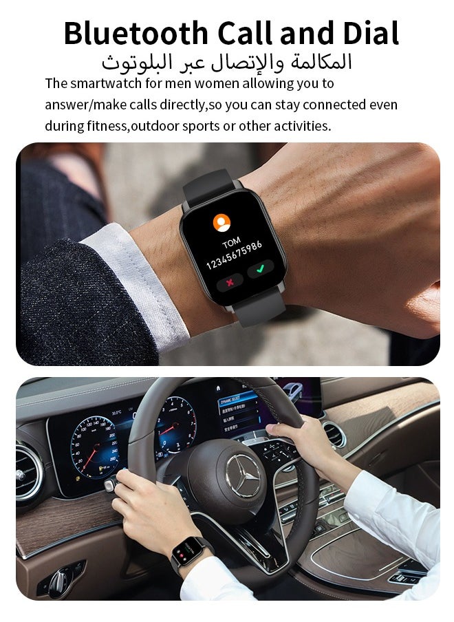 WAPIK - Korean Brand P5S Smart Watch,Business Smartwatch,Waterproof Fitness Watch, Bluetooth Calling,Smart watch for Men, Zinc Alloy Vacuum Plating, Heart Rate Monitoring,Smart watch for women Black - Image 1