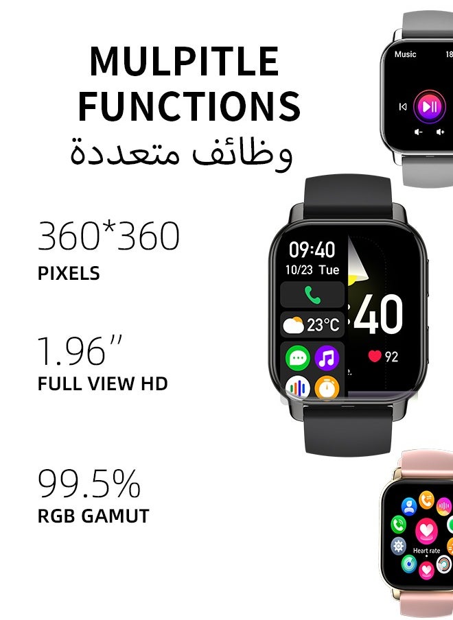 WAPIK - Korean Brand P5S Smart Watch,Business Smartwatch,Waterproof Fitness Watch, Bluetooth Calling,Smart watch for Men, Zinc Alloy Vacuum Plating, Heart Rate Monitoring,Smart watch for women Black - Image 1