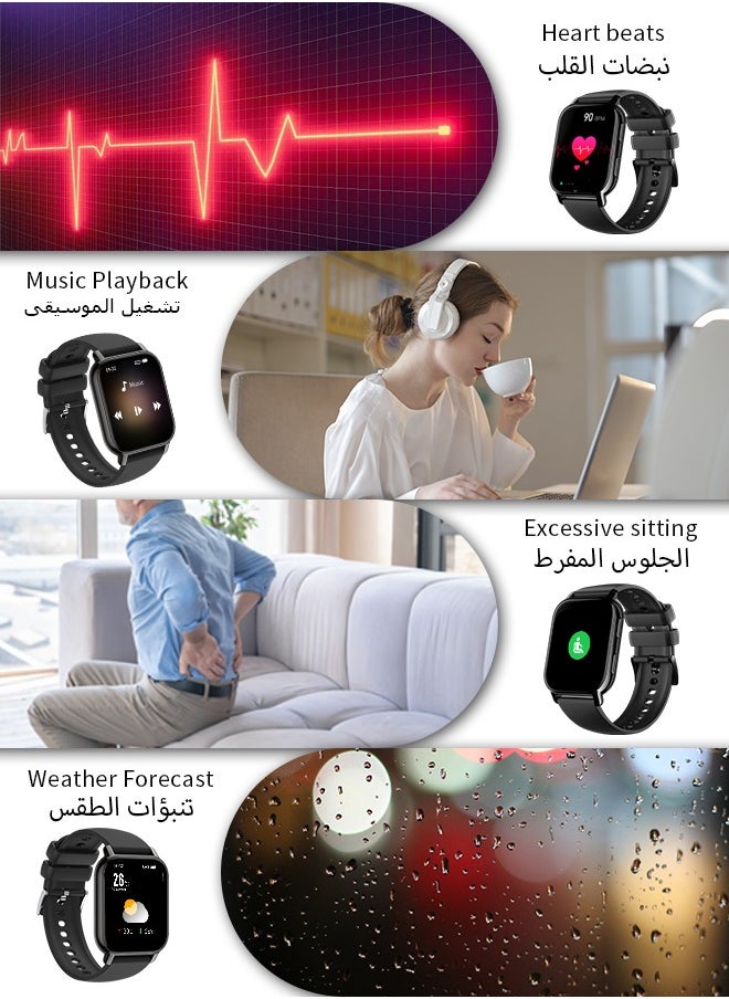 WAPIK - Korean Brand P5S Smart Watch,Business Smartwatch,Waterproof Fitness Watch, Bluetooth Calling,Smart watch for Men, Zinc Alloy Vacuum Plating, Heart Rate Monitoring,Smart watch for women Black - Image 1