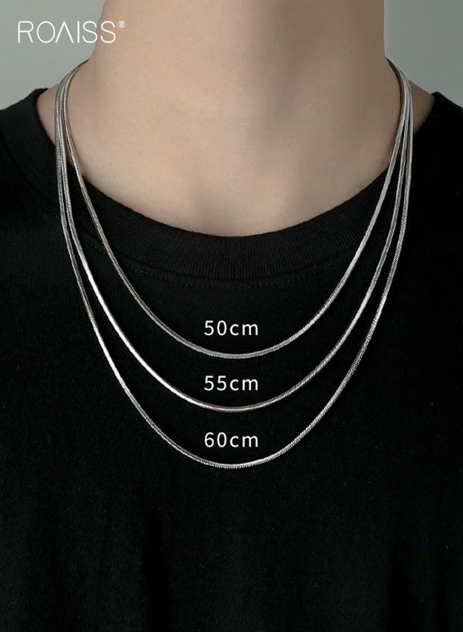 رويس قلادة من 3 قطع على شكل سلسلة ثعبان للرجال (50 سم + 55 سم + 60 سم) بثلاثة أطوال من الفولاذ التيتانيوم مضادة للحساسية للرجال قلادة عصرية غير رسمية متعددة الاستخدامات للاستخدام اليومي غير الرسمي والخارجي متينة وخفيفة الوزن وإكسسوار أنيق - Image 3