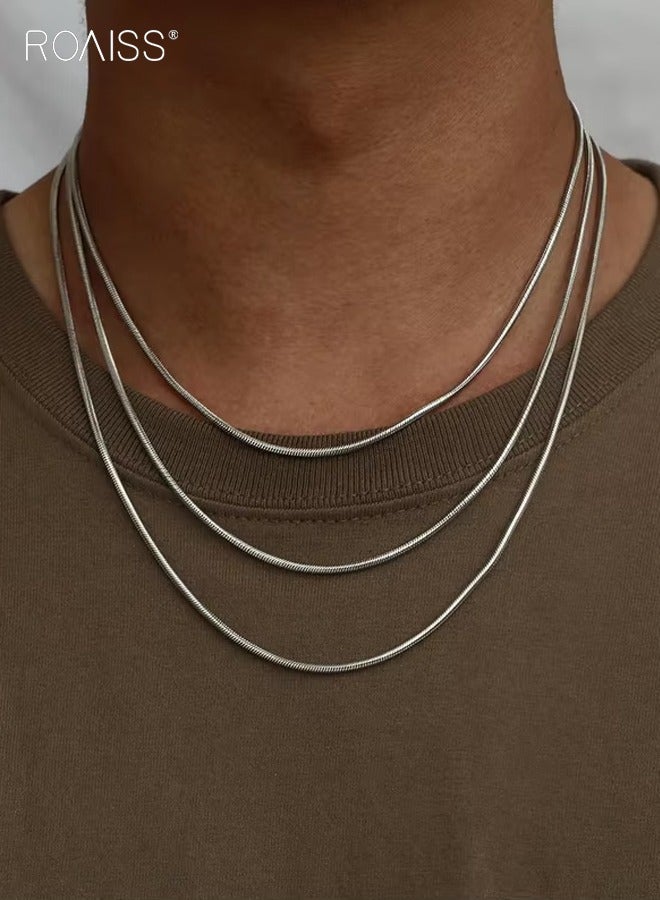 رويس قلادة من 3 قطع على شكل سلسلة ثعبان للرجال (50 سم + 55 سم + 60 سم) بثلاثة أطوال من الفولاذ التيتانيوم مضادة للحساسية للرجال قلادة عصرية غير رسمية متعددة الاستخدامات للاستخدام اليومي غير الرسمي والخارجي متينة وخفيفة الوزن وإكسسوار أنيق - Image 5