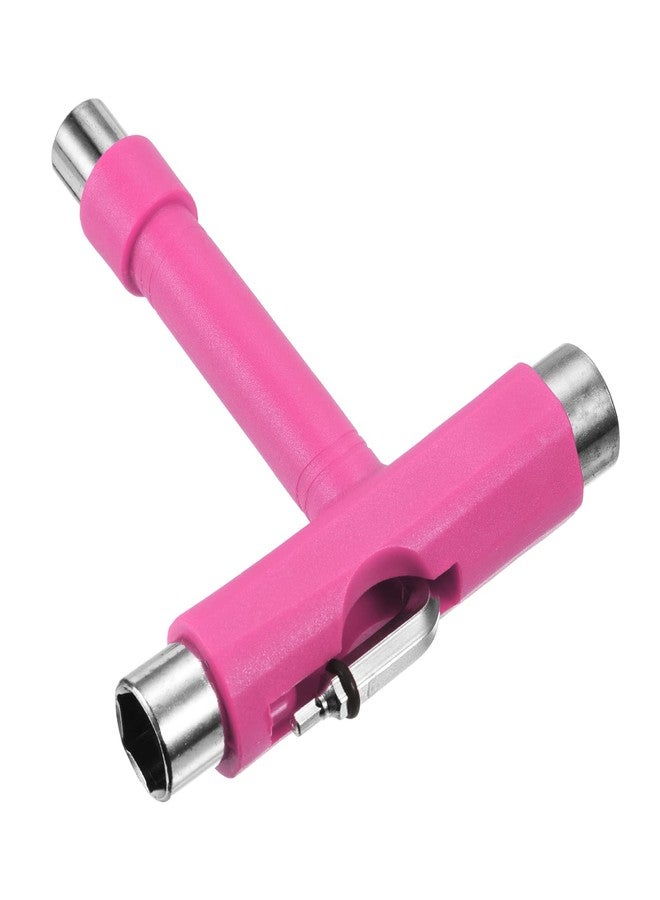 PATIKIL All-in-One Skate Tool, Multi-Function Portable Skateboard Tool T Tool Wrench with L-Type Cross Head Screwdriver for Roller Skate, Pink - Image 1