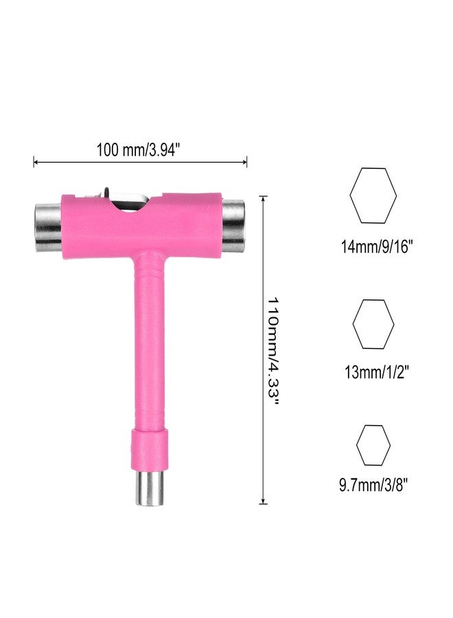 PATIKIL All-in-One Skate Tool, Multi-Function Portable Skateboard Tool T Tool Wrench with L-Type Cross Head Screwdriver for Roller Skate, Pink - Image 2
