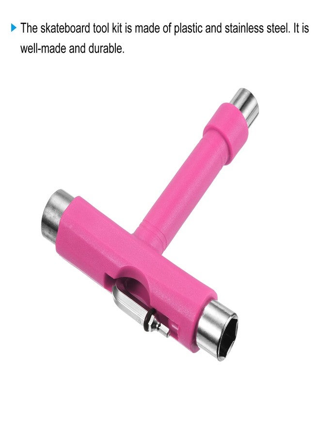 PATIKIL All-in-One Skate Tool, Multi-Function Portable Skateboard Tool T Tool Wrench with L-Type Cross Head Screwdriver for Roller Skate, Pink - Image 4