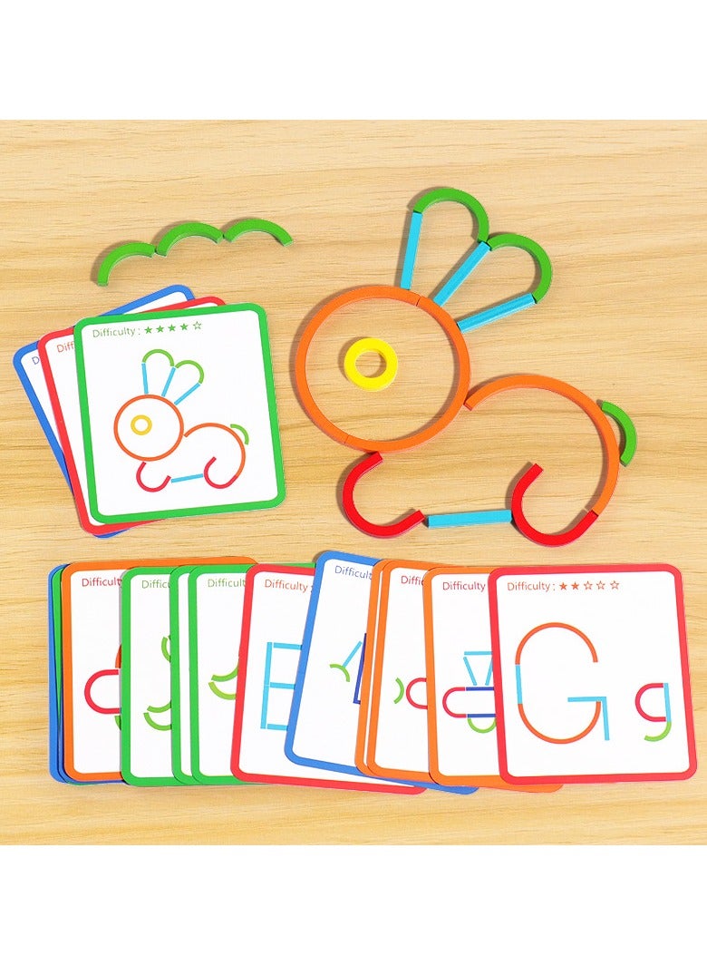 Kids Toys for Creative Learning Building Educational Resources Toys for Preschool and Kindergarten Boys and Girls, Children's Gift， Creative Sticks  Rings Puzzle,Open Ended Wooden Shape Puzzles,Wood - Image 3