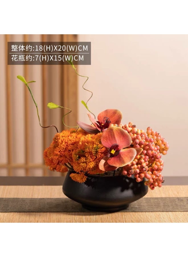 Luxury Orange Artificial Flowers in Ceramic Vase - Elegant Home Table Decor