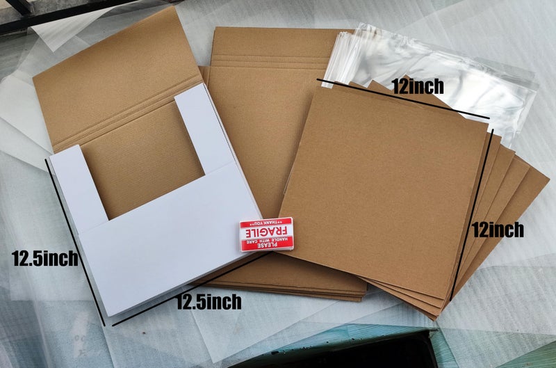 Voulosimi Vinyl Record White LP Shipping Boxes Set 12.5" x 12.5" x 1" Record Mailers Corrugated Cardboard Boxes Album Paper Box (10) - Image 2