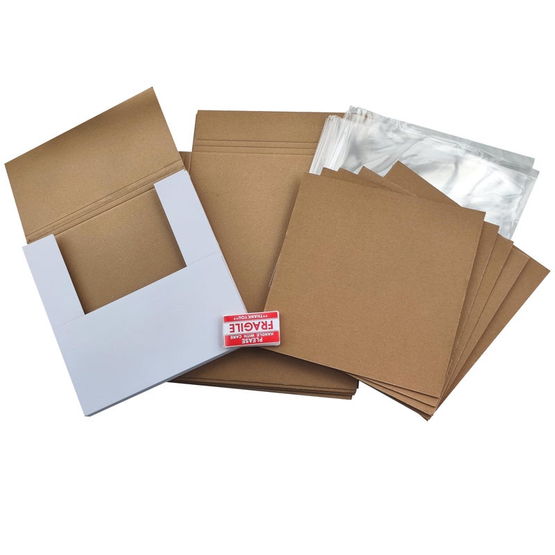 Voulosimi Vinyl Record White LP Shipping Boxes Set 12.5" x 12.5" x 1" Record Mailers Corrugated Cardboard Boxes Album Paper Box (10) - Image 1