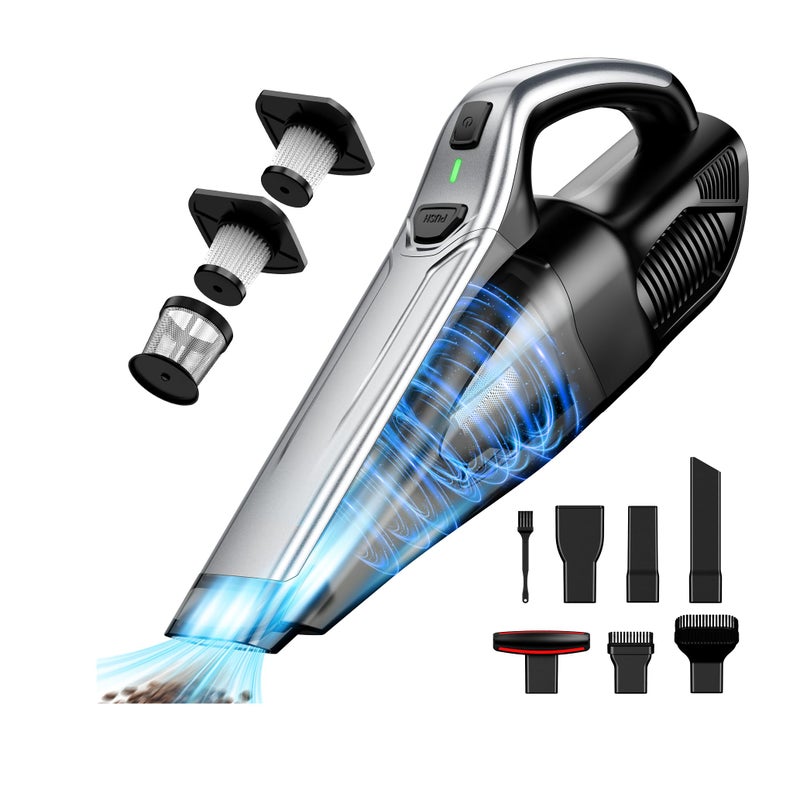 SAKOLD Car Vacuum Handheld Vacuum Cordless with Powerful Suction, Type-C Charge, 2 Suction Modes, 6-in-1 Portable Mini Vacuum for Home, Car, Office Desk, Keyboards - Image 1