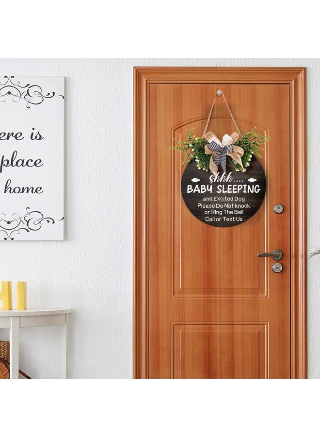 Harooni Baby Sleeping Sign for Front Door 12"x12" Please Do Not Knock Or Ring The Bell Round Wooden Hanging Plaque Sign Baby Room Decor for House Porch Yard Garden - Image 5