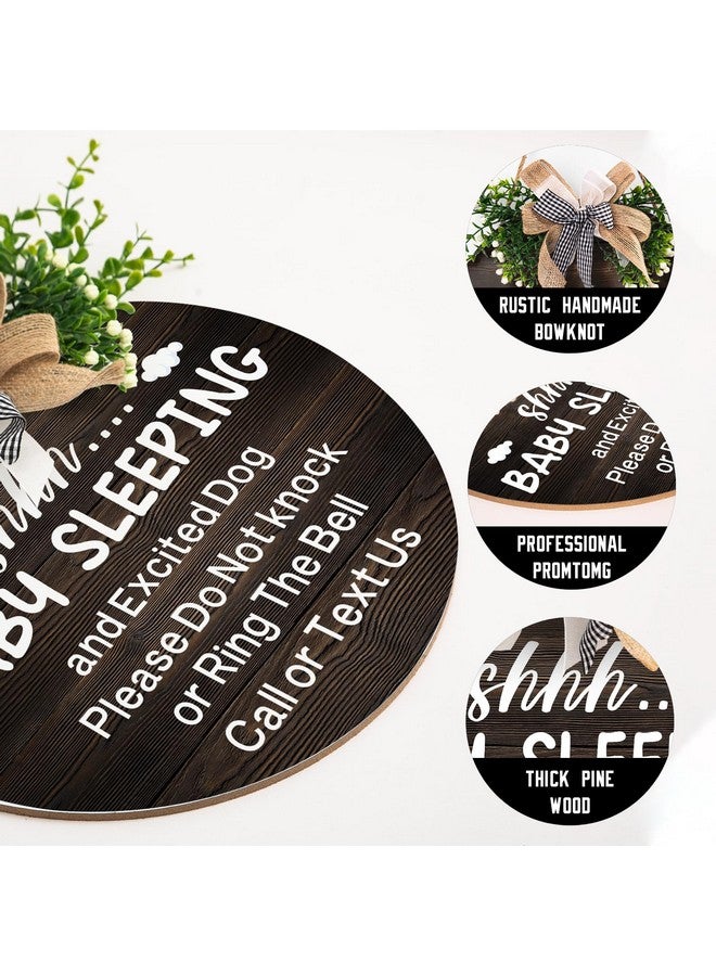 Harooni Baby Sleeping Sign for Front Door 12"x12" Please Do Not Knock Or Ring The Bell Round Wooden Hanging Plaque Sign Baby Room Decor for House Porch Yard Garden - Image 3