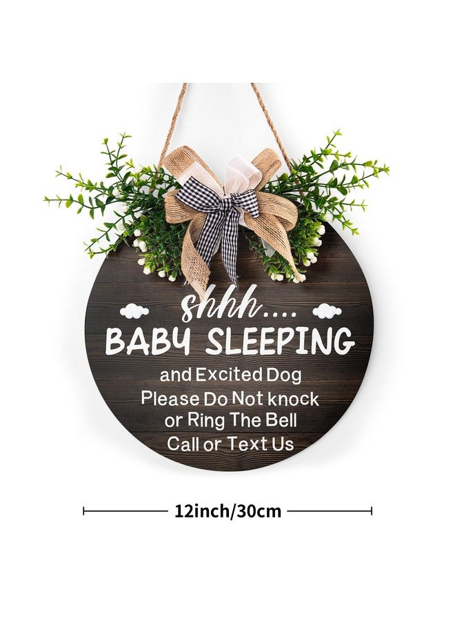 Harooni Baby Sleeping Sign for Front Door 12"x12" Please Do Not Knock Or Ring The Bell Round Wooden Hanging Plaque Sign Baby Room Decor for House Porch Yard Garden - Image 2