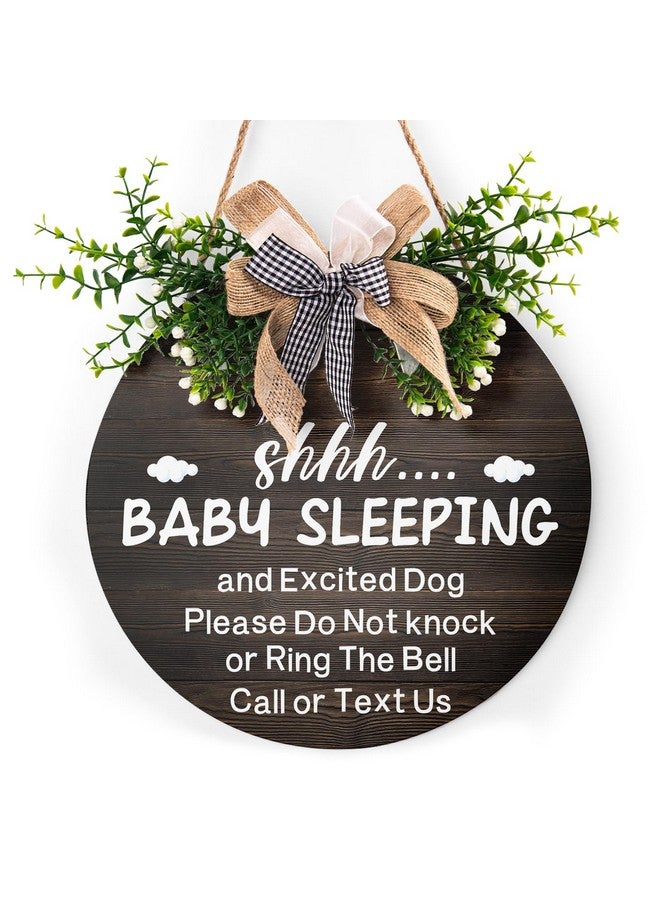 Harooni Baby Sleeping Sign for Front Door 12"x12" Please Do Not Knock Or Ring The Bell Round Wooden Hanging Plaque Sign Baby Room Decor for House Porch Yard Garden - Image 1