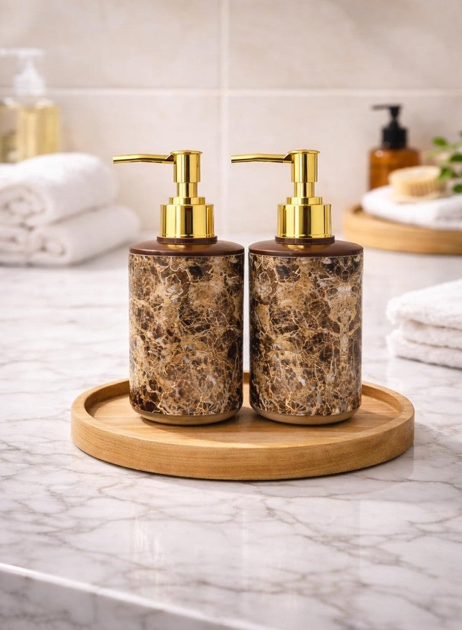 LAGET® 300 Ml Refillable Plastic Soap Dispenser Bottle Set – Pack of 2 | Marble Design Bathroom & Kitchen Liquid Soap Pump | Durable Leakproof Handwash Shampoo Lotion Dispenser - Image 3