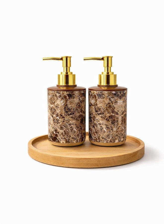 LAGET® 300 Ml Refillable Plastic Soap Dispenser Bottle Set – Pack of 2 | Marble Design Bathroom & Kitchen Liquid Soap Pump | Durable Leakproof Handwash Shampoo Lotion Dispenser - Image 2