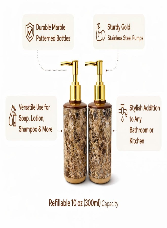 LAGET® 300 Ml Refillable Plastic Soap Dispenser Bottle Set – Pack of 2 | Marble Design Bathroom & Kitchen Liquid Soap Pump | Durable Leakproof Handwash Shampoo Lotion Dispenser - Image 5