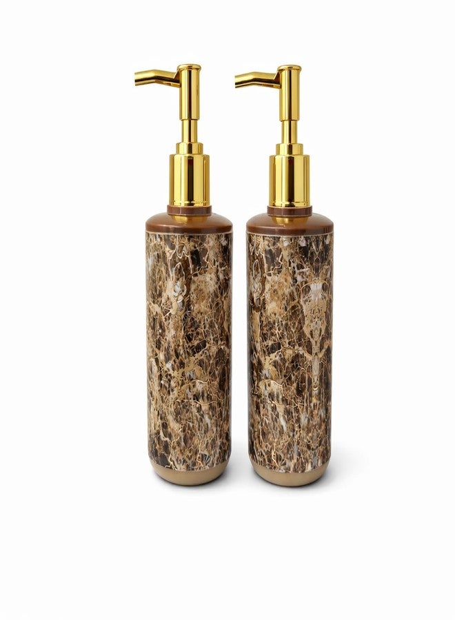 LAGET® 300 Ml Refillable Plastic Soap Dispenser Bottle Set – Pack of 2 | Marble Design Bathroom & Kitchen Liquid Soap Pump | Durable Leakproof Handwash Shampoo Lotion Dispenser - Image 4
