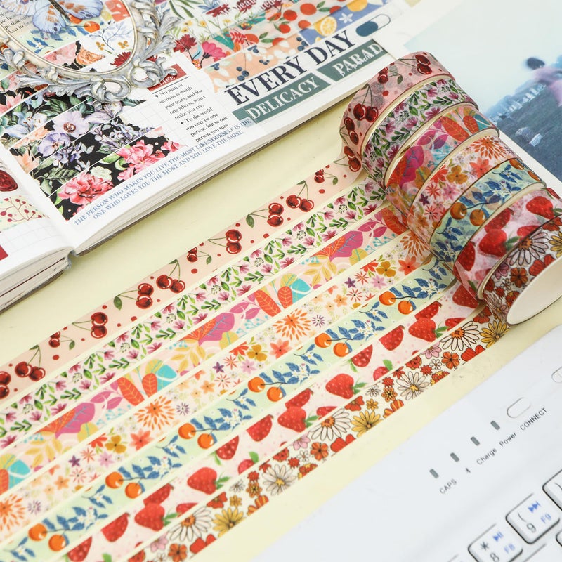YUBX Flowers Washi Tape Set 60 Rolls Floral Patterns Decorative Skinny Blooms Masking Tapes for Arts, DIY Crafts, Journals, Planners, Scrapbook, Wrapping (Summer) - Image 4