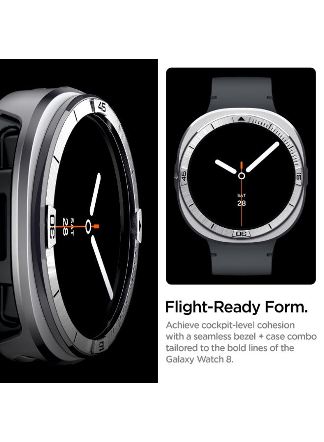 Spigen Bezel Tune Pro (Pilot) for Samsung Galaxy Watch 8 44mm Bezel Ring Protector with Case (2025) - Silver - Image 3