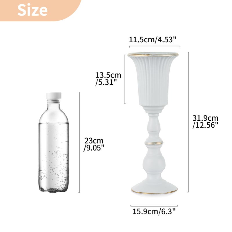 Nuptio 2 Pcs Metal Flower Vase White Table Decorative Centerpiece, Elegant Wedding Centerpieces Vase for Party Anniversary Ceremony Decoration, 31.9cm Tall Artificial Flower Arrangements - Image 5