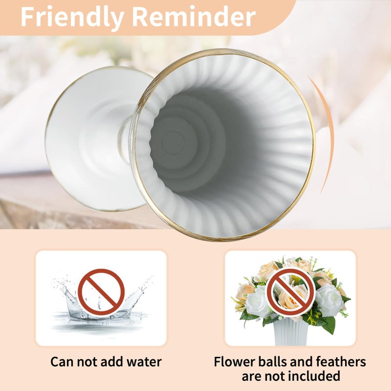 Nuptio 2 Pcs Metal Flower Vase White Table Decorative Centerpiece, Elegant Wedding Centerpieces Vase for Party Anniversary Ceremony Decoration, 31.9cm Tall Artificial Flower Arrangements - Image 4