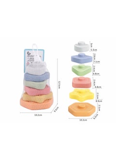 Export Of Baby Vinyl Stacking High Early Education Cognitive Soft Rubber Stacking Music Baby Stacking Ring Toys-Color:638-15 Geometric Stacking Circles (mesh Bag)-Specifications:Random Colors