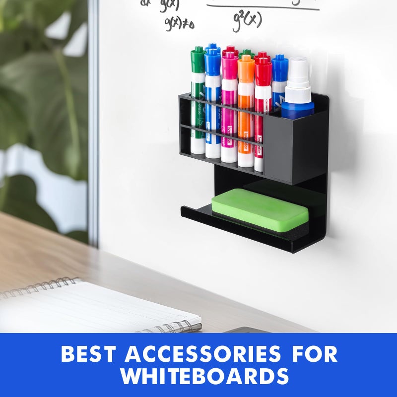Banafich Black Magnetic Dry Erase Marker Holder for Whiteboard, Acrylic Magnet Pen Holder Wall Mount, Black Magnetic Pencil Holder Cup for Refrigerator Fridge, Office, Locker Accessories for Classroom - Image 5