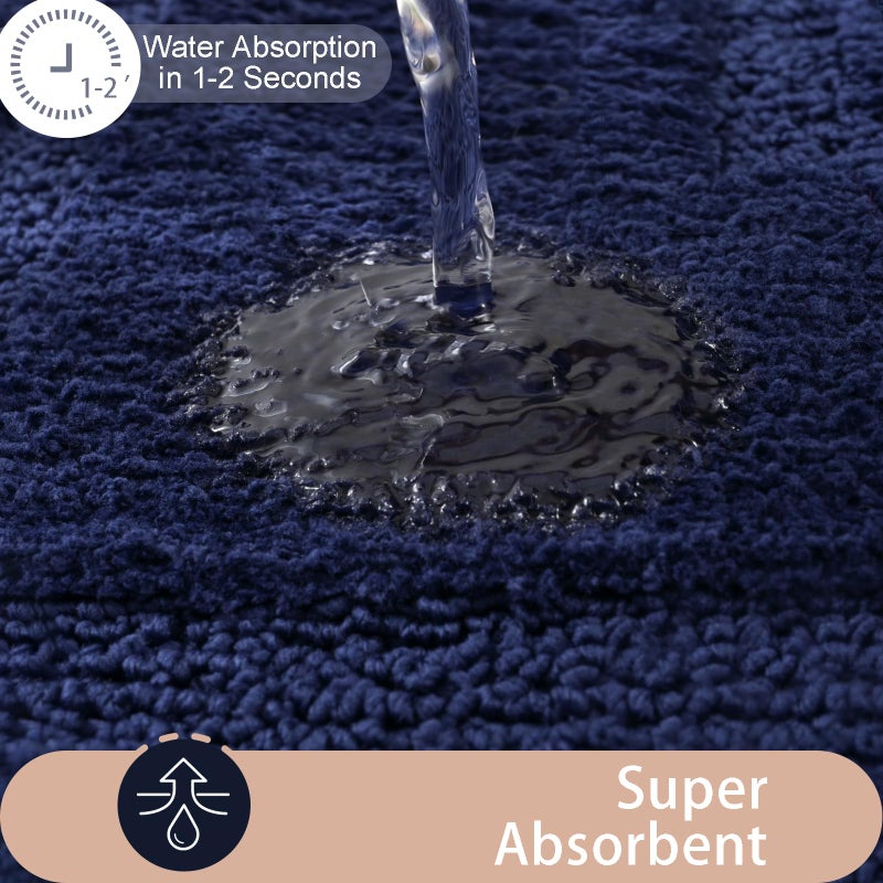 HOMORE Bathroom Runner Rug 24x60 Inch  Thick Soft and Absorbent Microfiber Bath Runner Rug  TPR Backing Non Slip Bath Mat  Washable Plush Bath Rug for Bathroom Floor Shower Tub Sink  Navy Blue - Image 1