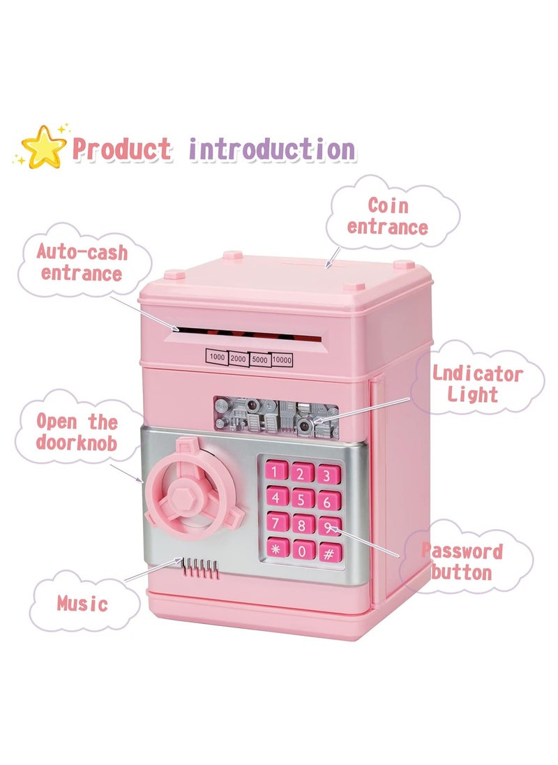 Generic Piggy Bank Toys for 5 6 7 8 9 10 Year Old Girl Gifts, Money Saving Box for Teen Toys Age 6-8-10-12, Christmas Birthday Gifts, Stuff ATM Machine for Kids 5-7, Pink  - Image 4