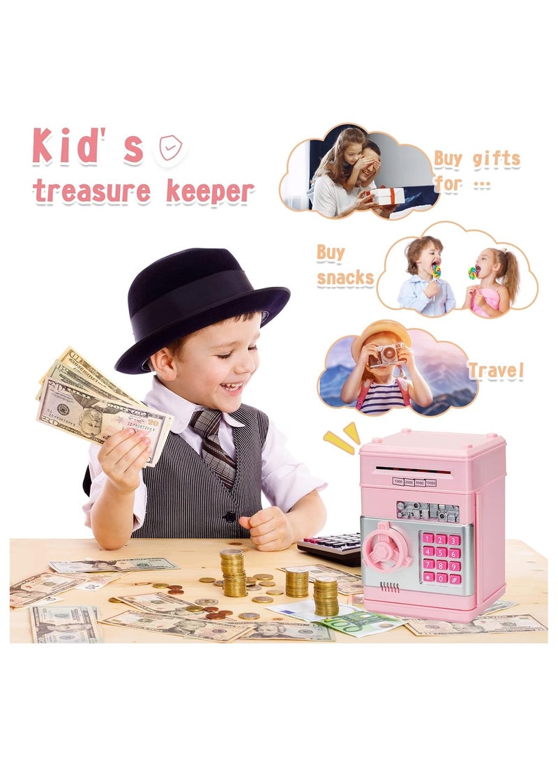 Generic Piggy Bank Toys for 5 6 7 8 9 10 Year Old Girl Gifts, Money Saving Box for Teen Toys Age 6-8-10-12, Christmas Birthday Gifts, Stuff ATM Machine for Kids 5-7, Pink  - Image 2