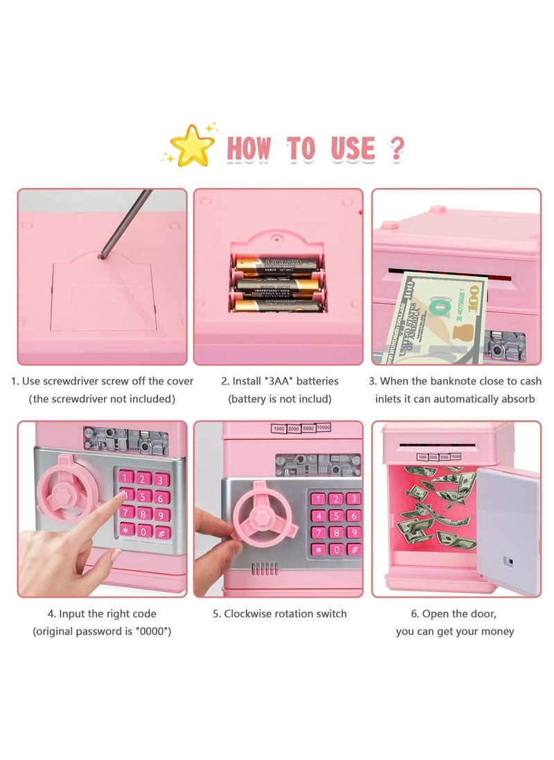 Generic Piggy Bank Toys for 5 6 7 8 9 10 Year Old Girl Gifts, Money Saving Box for Teen Toys Age 6-8-10-12, Christmas Birthday Gifts, Stuff ATM Machine for Kids 5-7, Pink  - Image 5