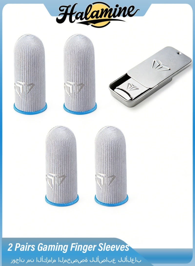 Halamine 2 Pairs Gaming Finger Sleeves, Gamer Gloves, Ultra-Thin, Breathable Silver Fiber Thumb Protectors, Blue - Image 1