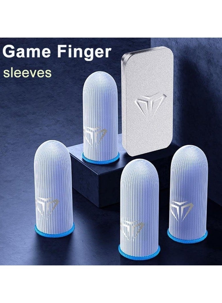 Halamine 2 Pairs Gaming Finger Sleeves, Gamer Gloves, Ultra-Thin, Breathable Silver Fiber Thumb Protectors, Blue - Image 5