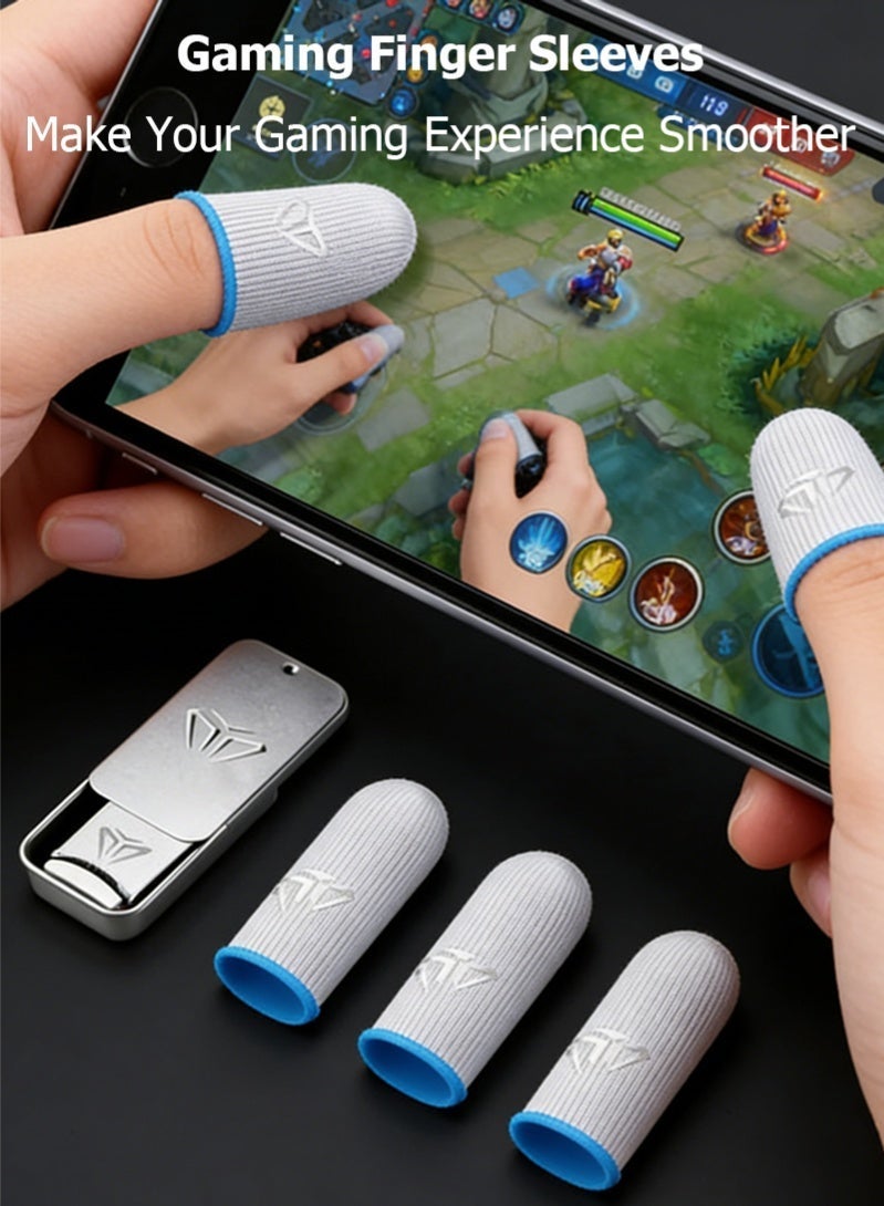 Halamine 2 Pairs Gaming Finger Sleeves, Gamer Gloves, Ultra-Thin, Breathable Silver Fiber Thumb Protectors, Blue - Image 3
