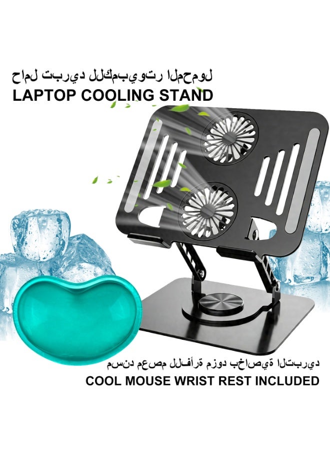 Adjustable Laptop Stand for Desk - Foldable & Portable Laptop Riser with Ventilated Cooling, Ergonomic Design for MacBook Pro/Air, Dell, HP, Sony, Notebooks - Lightweight, Durable & Space-Saving.Includes a cooling mouse pad - Image 1
