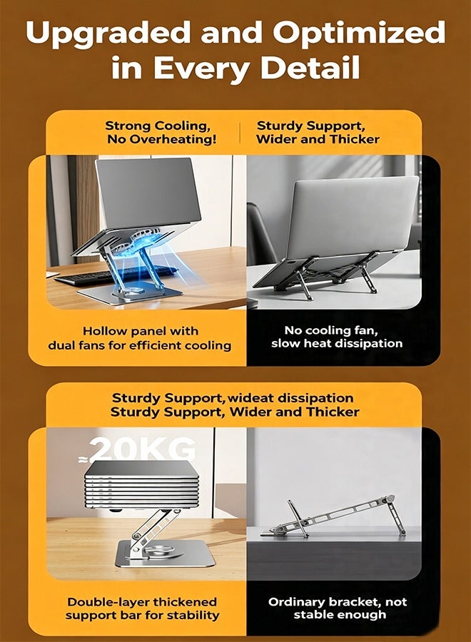 Adjustable Laptop Stand for Desk - Foldable & Portable Laptop Riser with Ventilated Cooling, Ergonomic Design for MacBook Pro/Air, Dell, HP, Sony, Notebooks - Lightweight, Durable & Space-Saving.Includes a cooling mouse pad - Image 5