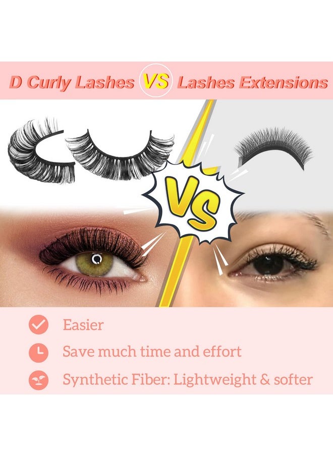 Newcally - Russian Strip Lashes Mink Dd Curl Wispy Fluffy False Eyelashes Natural Thick Volume Faux Mink Eye Lashes Pack Reusable Handmade Like Fake Lashes Extension 14 Pairs Black - Image 1