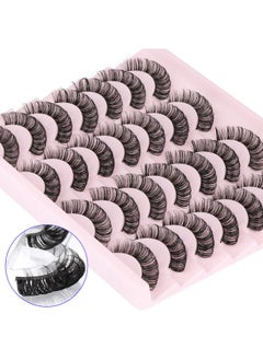 Newcally Russian Strip Lashes Mink Dd Curl Wispy Fluffy False Eyelashes Natural Thick Volume Faux Mink Eye Lashes Pack Reusable Handmade Like Fake Lashes Extension 14 Pairs Black  - Image 3