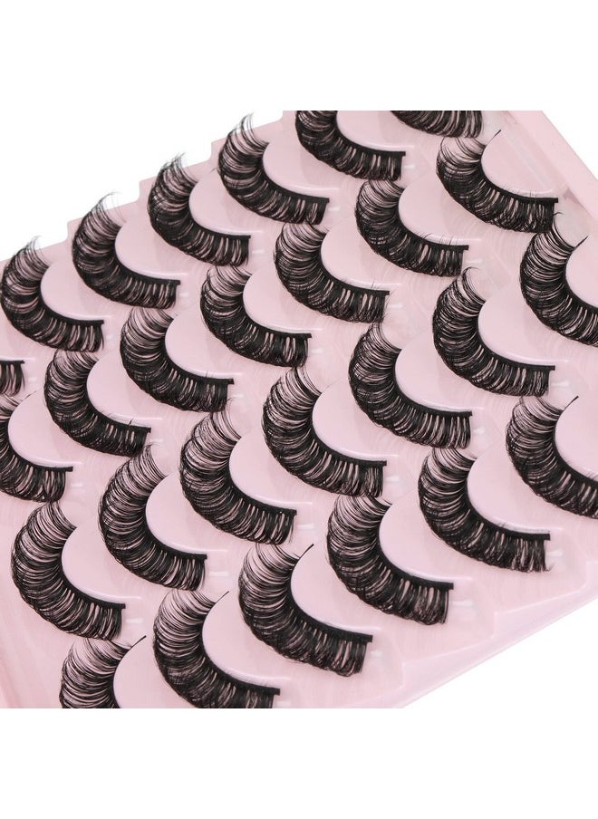 Newcally - Russian Strip Lashes Mink Dd Curl Wispy Fluffy False Eyelashes Natural Thick Volume Faux Mink Eye Lashes Pack Reusable Handmade Like Fake Lashes Extension 14 Pairs Black - Image 1