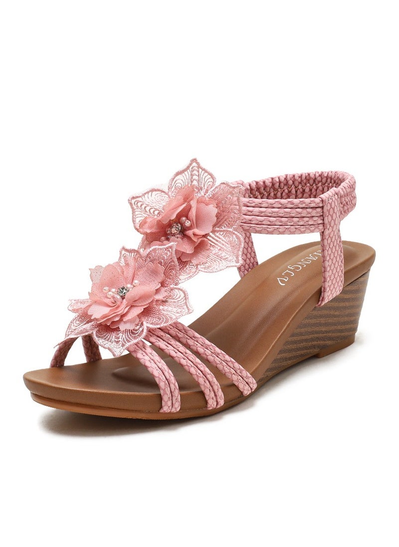 SIKETU 2025 Summer Slope With Women Retro Flower Vacation Roman Sandals For Women  - Image 1