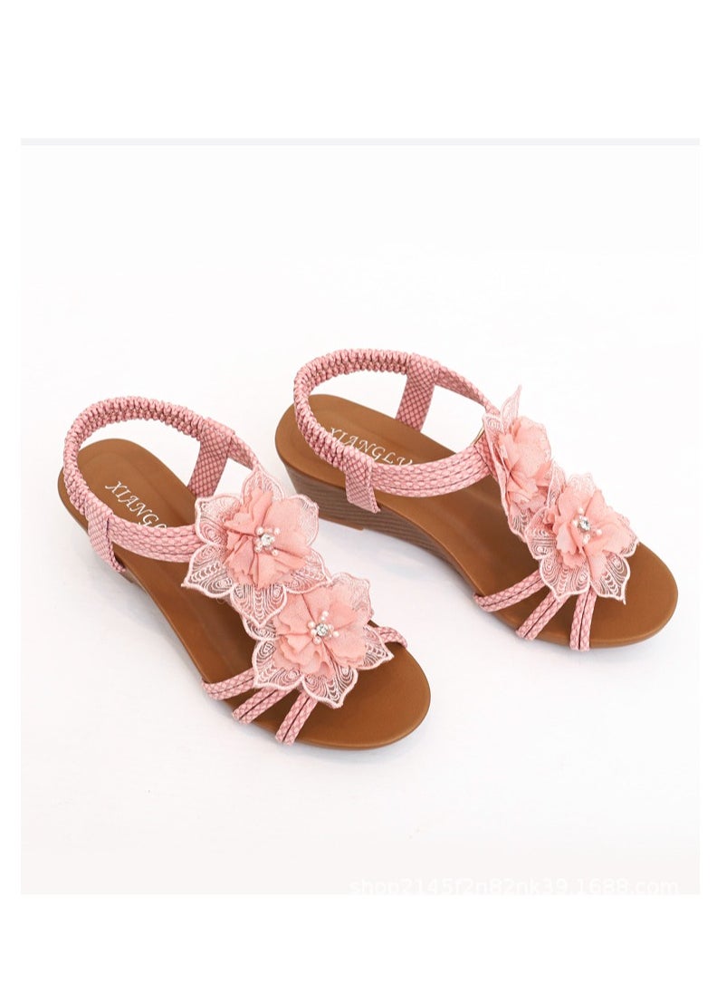 SIKETU 2025 Summer Slope With Women Retro Flower Vacation Roman Sandals For Women  - Image 2