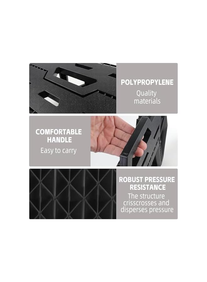 promass Folding Collapsible Stool Camping Stool Foldable Stool Premium Heavy Duty Plastic Portable Chairs for Adults Fishing Hiking Outdoor Gardening Lightweight Non-Slip Stool (Black) - Image 2