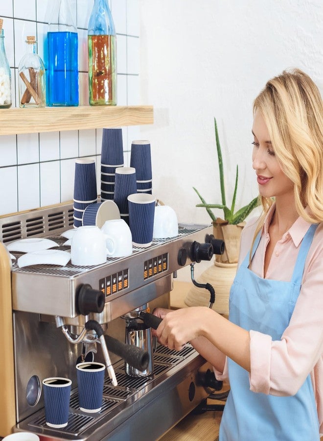 تينسكي عبوة من 120 كوب قهوة للاستخدام مرة واحدة من تينسكي، سعة 8 أونصات، أكواب ورقية زرقاء مموجة معزولة، أكواب إسبريسو سعة 8 أونصات للمشروبات الساخنة أو الباردة، ورق جدران كرافت مموج - Image 5