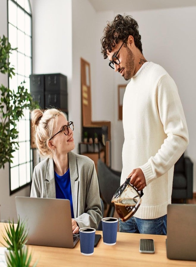 تينسكي عبوة من 120 كوب قهوة للاستخدام مرة واحدة من تينسكي، سعة 8 أونصات، أكواب ورقية زرقاء مموجة معزولة، أكواب إسبريسو سعة 8 أونصات للمشروبات الساخنة أو الباردة، ورق جدران كرافت مموج - Image 2