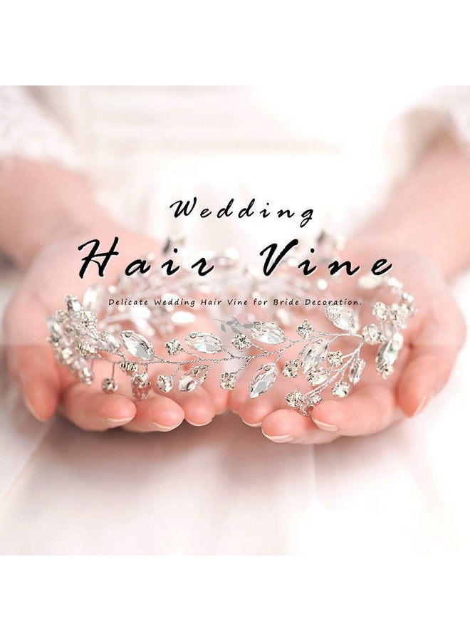JAKAWIN Bride Wedding Crystal Hair Vine Silver Rhinestone Hair Piece Bridal Hair Accessories For Women Hv113 (Silver)  - Image 2