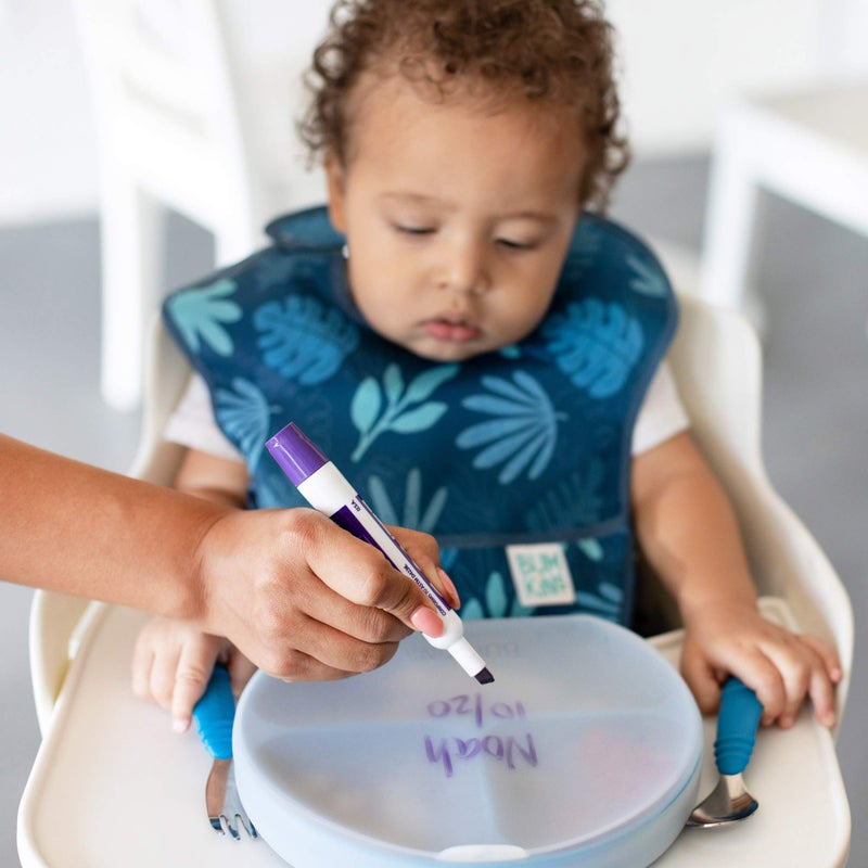 Bumkins Toddler and Baby Suction Plate, Divided Grip Dish Cover for Babies and Kids, Baby Led Weaning, Feeding Supplies, Store and Label Leftovers, Food Prep Portions, Fits Bumkins Large Tray - Image 3