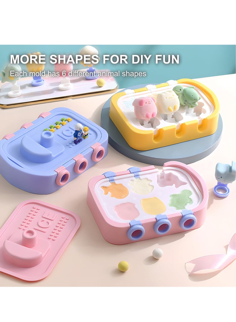 Excefore قوالب مصاصة، 6 قطع قوالب مصاصة سيليكون، صانع مصاصة مثلجة مع عصي، خالية من BPA، قابلة لإعادة الاستخدام وسهلة الإخراج لصنع المصاصات (أزرق) - Image 3