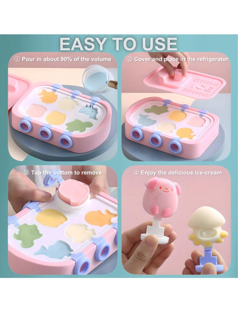 Excefore قوالب مصاصة، 6 قطع قوالب مصاصة سيليكون، صانع مصاصة مثلجة مع عصي، خالية من BPA، قابلة لإعادة الاستخدام وسهلة الإخراج لصنع المصاصات (أزرق) - Image 4