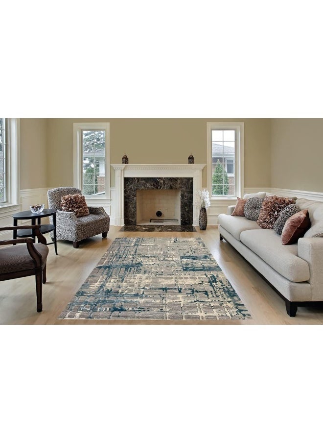 HANDPICKED FURNITURE Abstract Grey Rectangular Carpet Ultra Soft Area Carpets For Bed Room Living Room And Dining Room Anti-Slip Floor Carpets Easy To Clean Made In Turkey  - Image 2